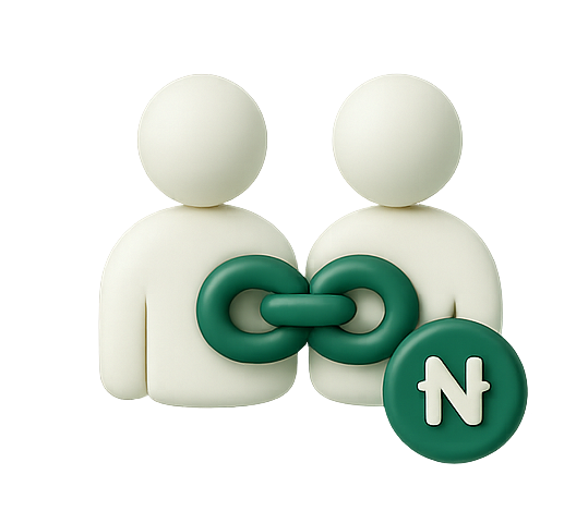 Referrer link and naira icon
